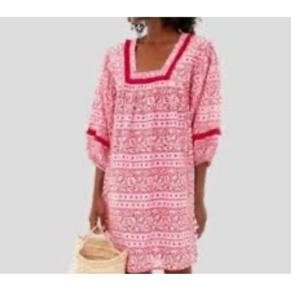 Tuckernuck Dresses & Skirts - Tuckernuck Dress Pink City Prints Candy Daisy Rah Rah Mini Fringe Block Print M
